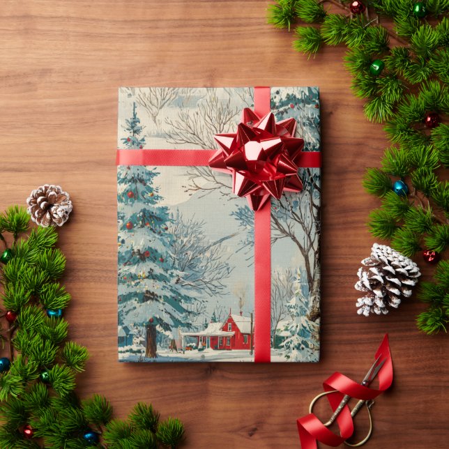Vintages Weihnachtsdorf II Geschenkpapier (Feiertagsgeschenk)