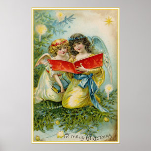 Vintages Weihnachtsengels-Feiertagsdekorplakat Poster