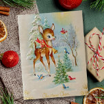 Vintages Weihnachtsfest Feiertagspostkarte<br><div class="desc">Niedliche Baby Christmas Deer Card.</div>