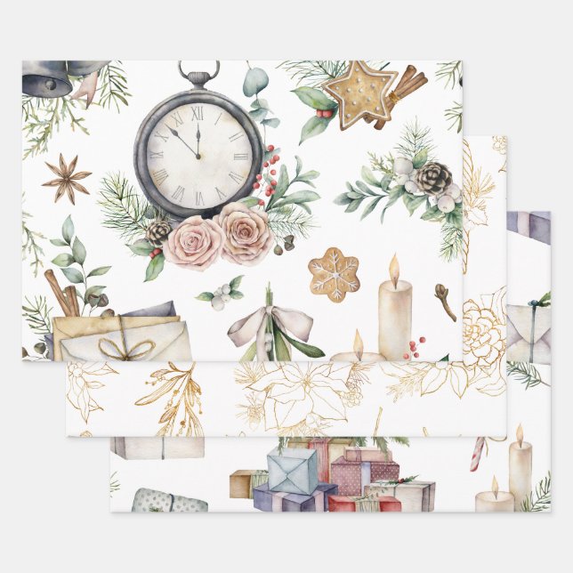 Vintages Weihnachtsfest Geschenkpapier Set (Set)