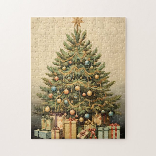 Vintages Weihnachtsfest im Winteralter Puzzle (Vertikal)