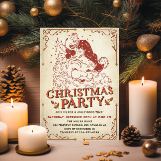 Vintages Weihnachtsfest-Party Einladung