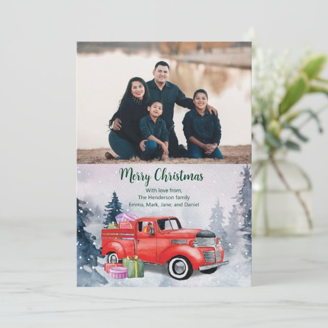 Vintages Weihnachtsgebirge Party Feiertagskarte (Stehend Vorderseite)