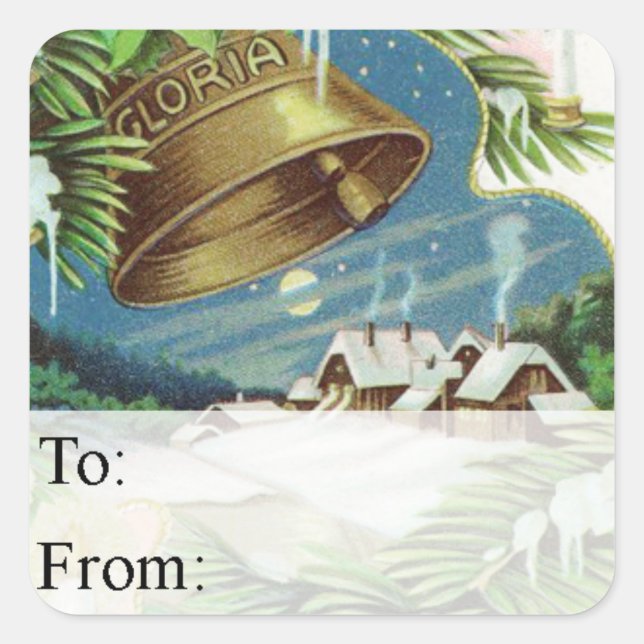 Vintages Weihnachtsgeschenk Quadratischer Aufkleber (Vorderseite)