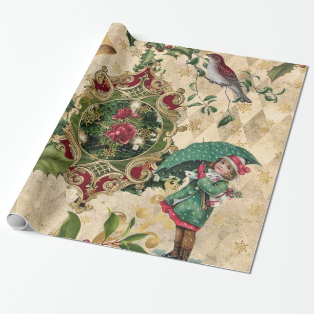 Vintages Weihnachtsgeschenkpapier Geschenkpapier (Ungerollt)