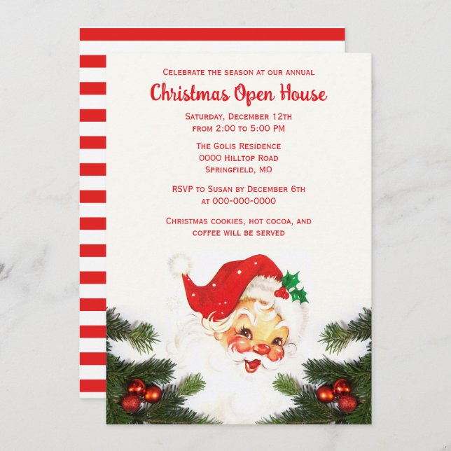 Vintages Weihnachtshaus Einladung (Vorne/Hinten)