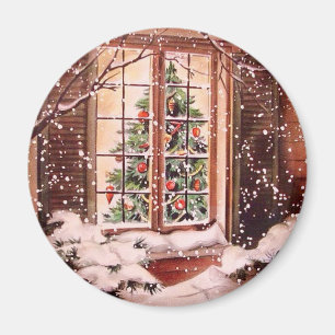 Vintages Weihnachtshaus Magnet