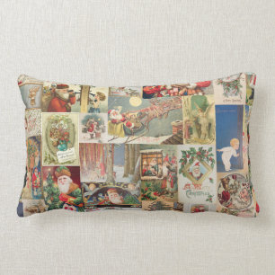 Vintages Weihnachtskarten-Feiertags-Muster Lendenkissen