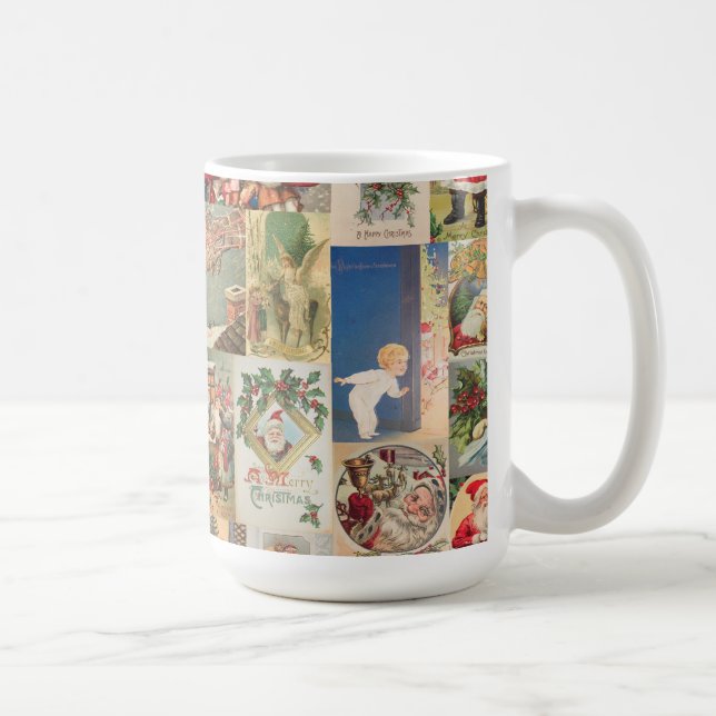 Vintages Weihnachtskarten-Feiertags-Muster Tasse (Rechts)