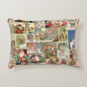 Vintages Weihnachtskarten-Feiertags-Muster Zierkissen