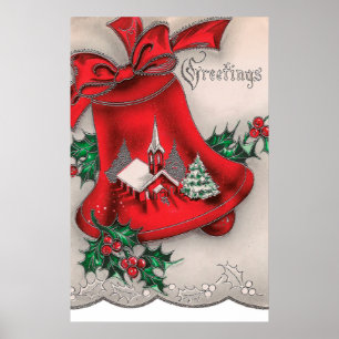 Vintages Weihnachtskirchenglockeplakat Poster