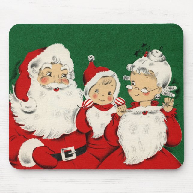 Vintages Weihnachtsmousepad der Weihnachtsfamilie Mousepad (Vorne)