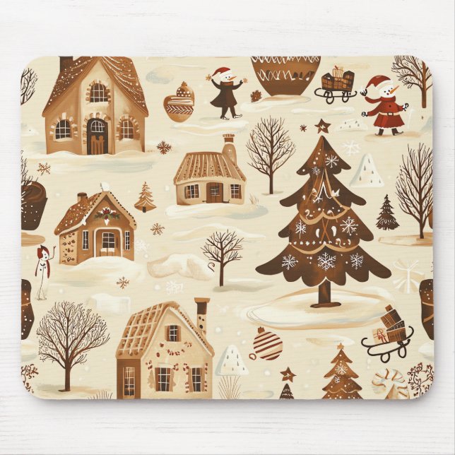Vintages Weihnachtsmuster aus Holz (10) Mousepad (Vorne)