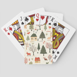 Vintages Weihnachtsmuster aus Holz (16) Spielkarten