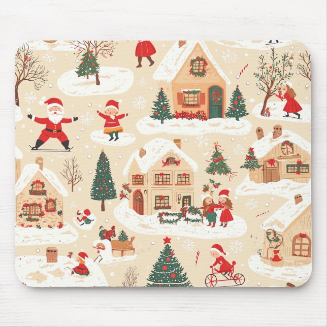 Vintages Weihnachtsmuster aus Holz (19) Mousepad (Vorne)
