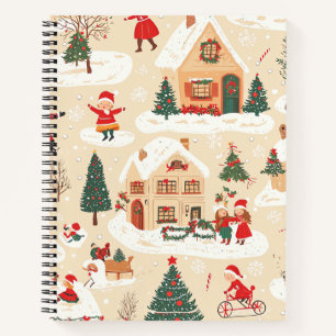 Vintages Weihnachtsmuster aus Holz (19) Notizbuch