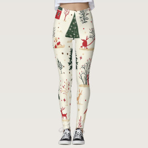 Vintages Weihnachtsmuster aus Holz (1) Leggings
