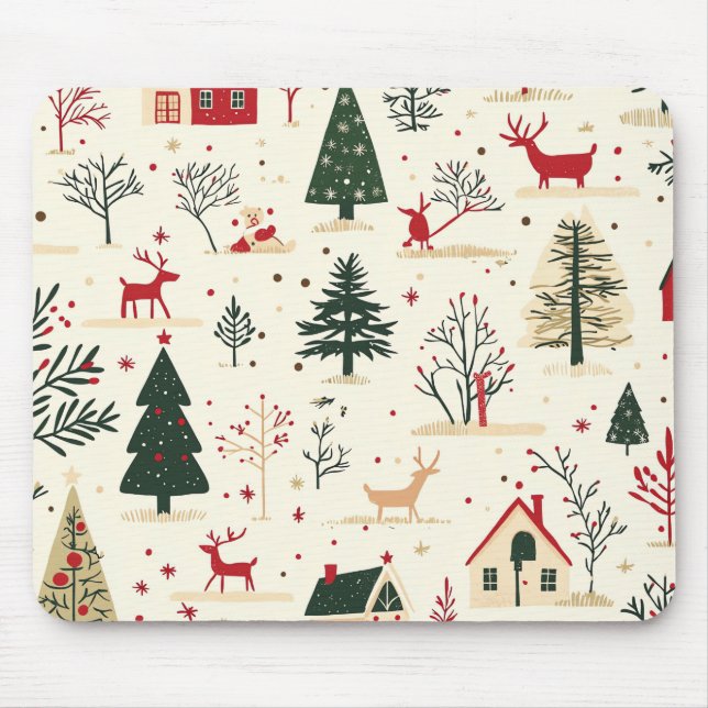 Vintages Weihnachtsmuster aus Holz (1) Mousepad (Vorne)