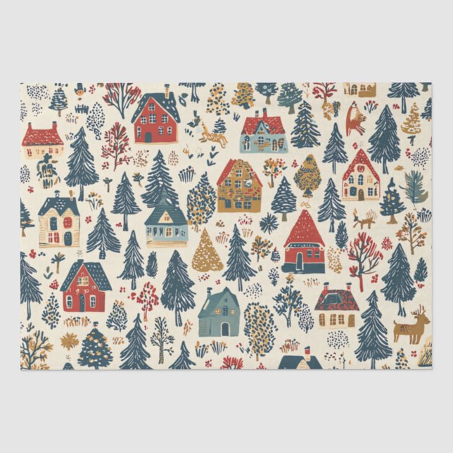 Vintages Weihnachtsmuster aus Holz (20) Seidenpapier (Vorderseite)
