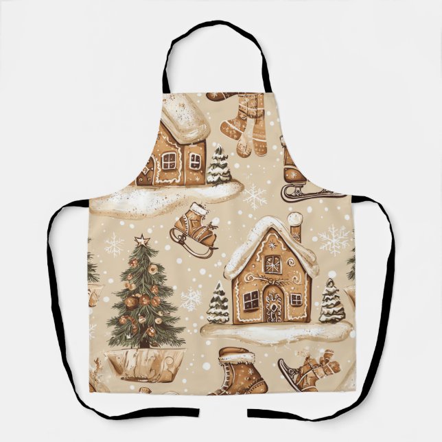 Vintages Weihnachtsmuster aus Holz (3) Schürze (Vorderseite)