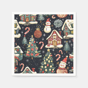 Vintages Weihnachtsmuster aus Holz (5) Serviette