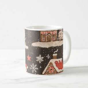 Vintages Weihnachtsmuster aus Holz (6) Kaffeetasse