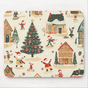 Vintages Weihnachtsmuster aus Holz (8) Mousepad