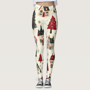 Vintages Weihnachtsmuster aus Holz (9) Leggings
