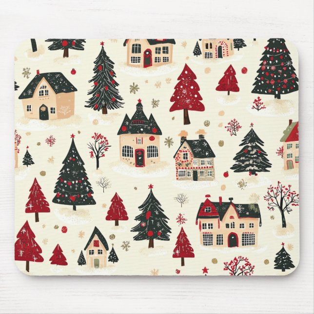Vintages Weihnachtsmuster aus Holz (9) Mousepad (Vorne)