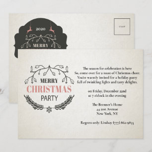 Vintages Weihnachtspostkartendesign-Party Einladung