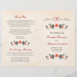 Vintages Weihnachtsprogramm für Pinienbäume