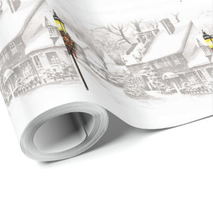 Vintages Weihnachtsstadtverpackungs-Papier Geschenkpapier