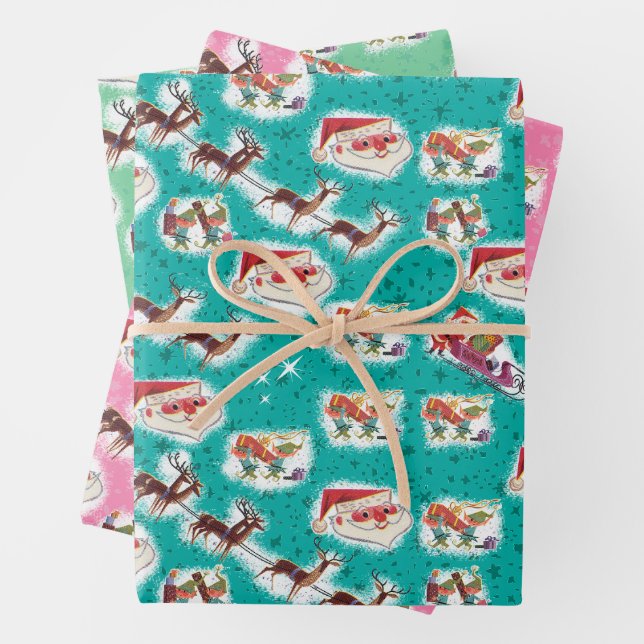 Vintages Weihnachtswrapping Paper der 60er Jahre Geschenkpapier Set (Beispiel)