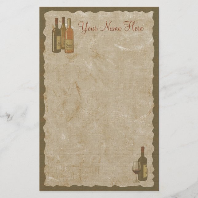 Vintages Wein-Flaschen-Briefpapier Briefpapier (Vorderseite)