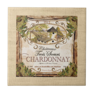 Vintages Weinetikett Fliese