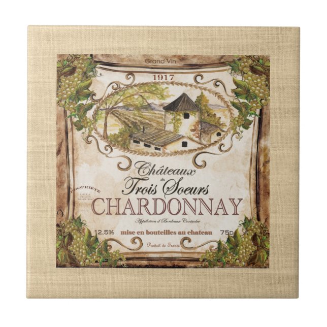 Vintages Weinetikett Fliese (Vorderseite)