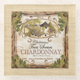 Vintages Weinetikett Glasuntersetzer