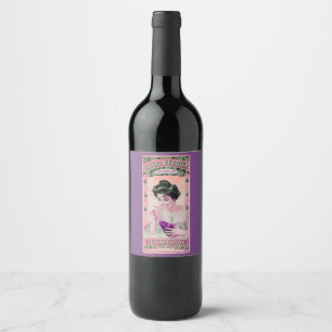 Vintages Weinfelster lila pink Weinetikett