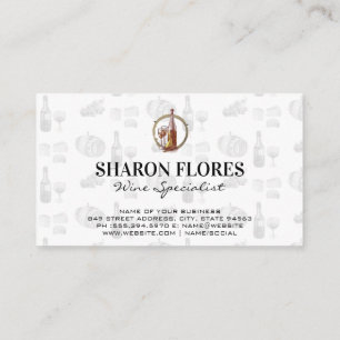 Vintages Weinglas und Flasche Visitenkarte