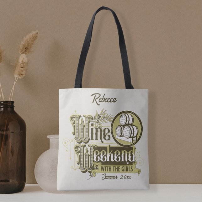 Vintages Weinwochenende mit Girl Tote Tasche (Von Creator hochgeladen)