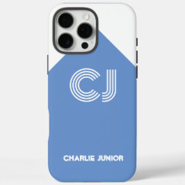 Vintages Weiß und Aqua-Blau mit Monogramm iPhone 16 Pro Max Hülle