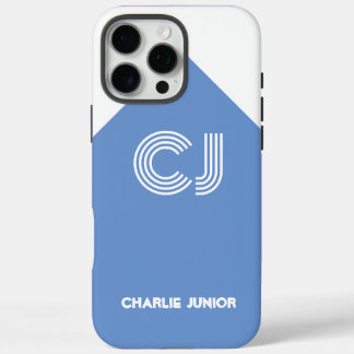 Vintages Weiß und Aqua-Blau mit Monogramm iPhone 16 Pro Max Hülle