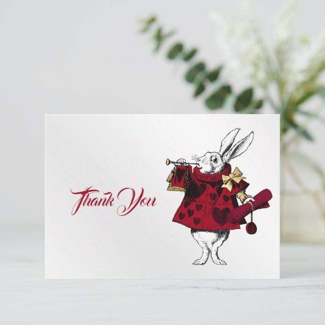 Vintages Weiße Kaninchenherz Dankeskarte (Stehend Vorderseite)