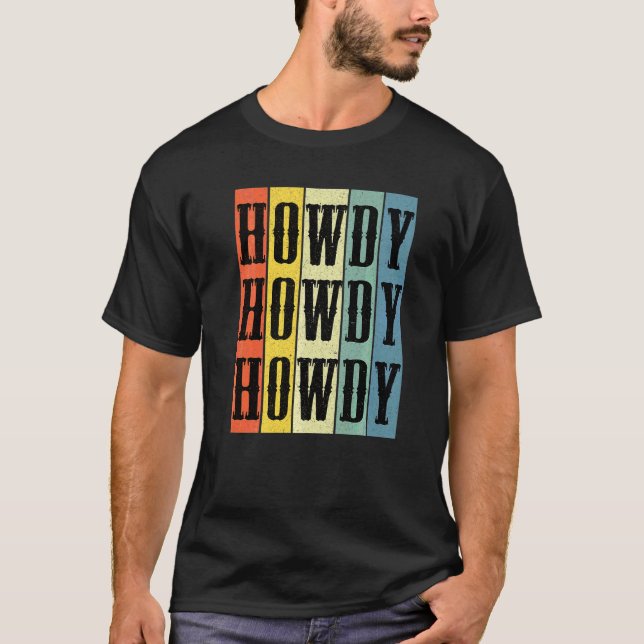 Vintages weißes Howdy Rodeo Western Süd T-Shirt (Vorderseite)