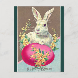 Vintages weißes Ostersonnigen mit hellrosa Eier Postkarte