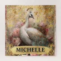 Vintages weißes Pfau und rosa Rosen
