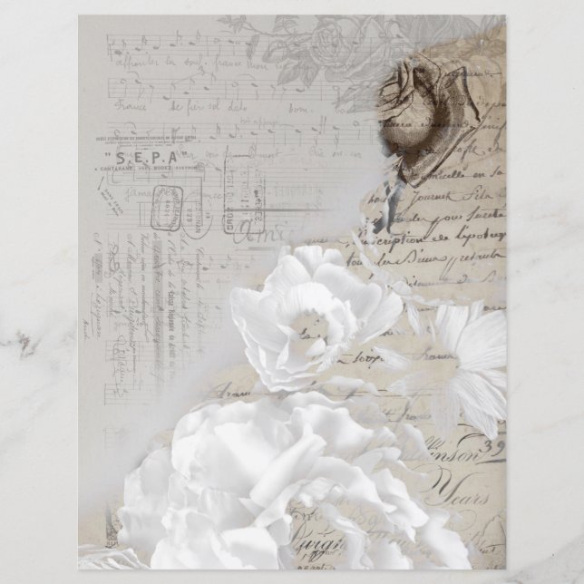 Vintages weißes Rosenpapier (Vorderseite)