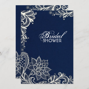 Vintages weißes Spitzen-Brautparty Einladung