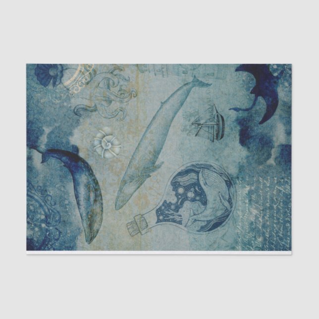 Vintages Weißwal-Gewebe Seidenpapier (Vorderseite)