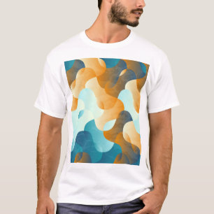 Vintages Wellenmuster, blau und braun. T-Shirt